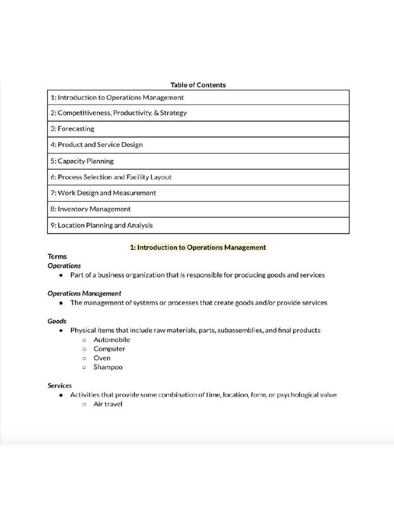 Operations Management | PDF