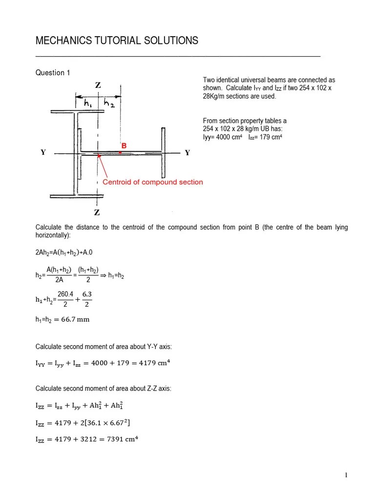 UoL-R2 Mechanics Tut Solutions | PDF | Bending | Stress (Mechanics)