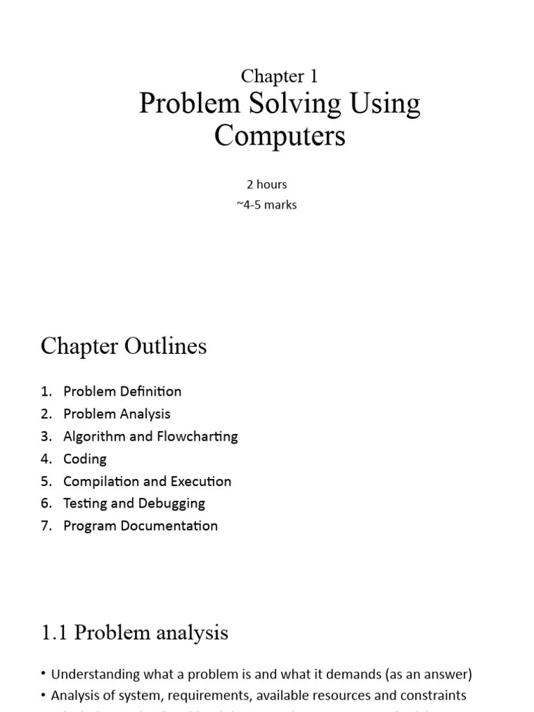 Chapter 1: Problem Solving Approach Using Computers | PDF | Computer ...