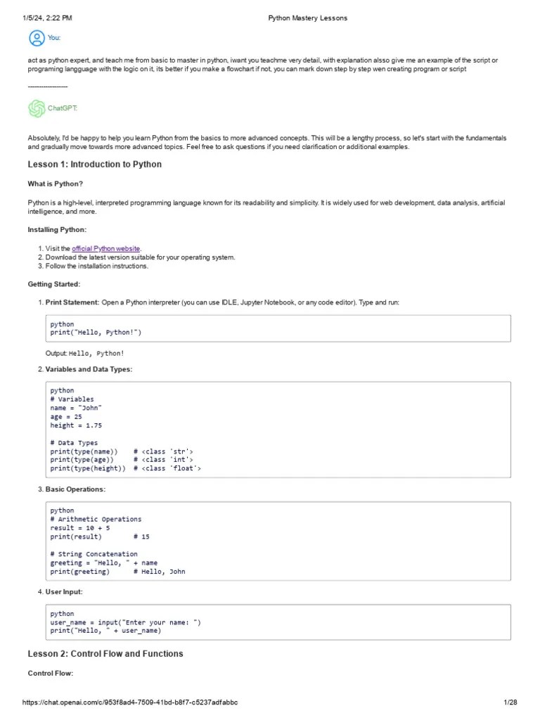 Python Mastery Lessons | Download Free PDF | Python (Programming ...