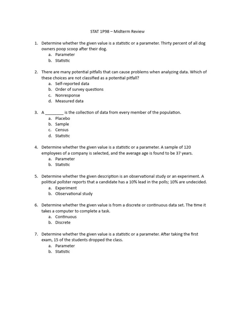 Midterm Review | PDF | Standard Deviation | Normal Distribution