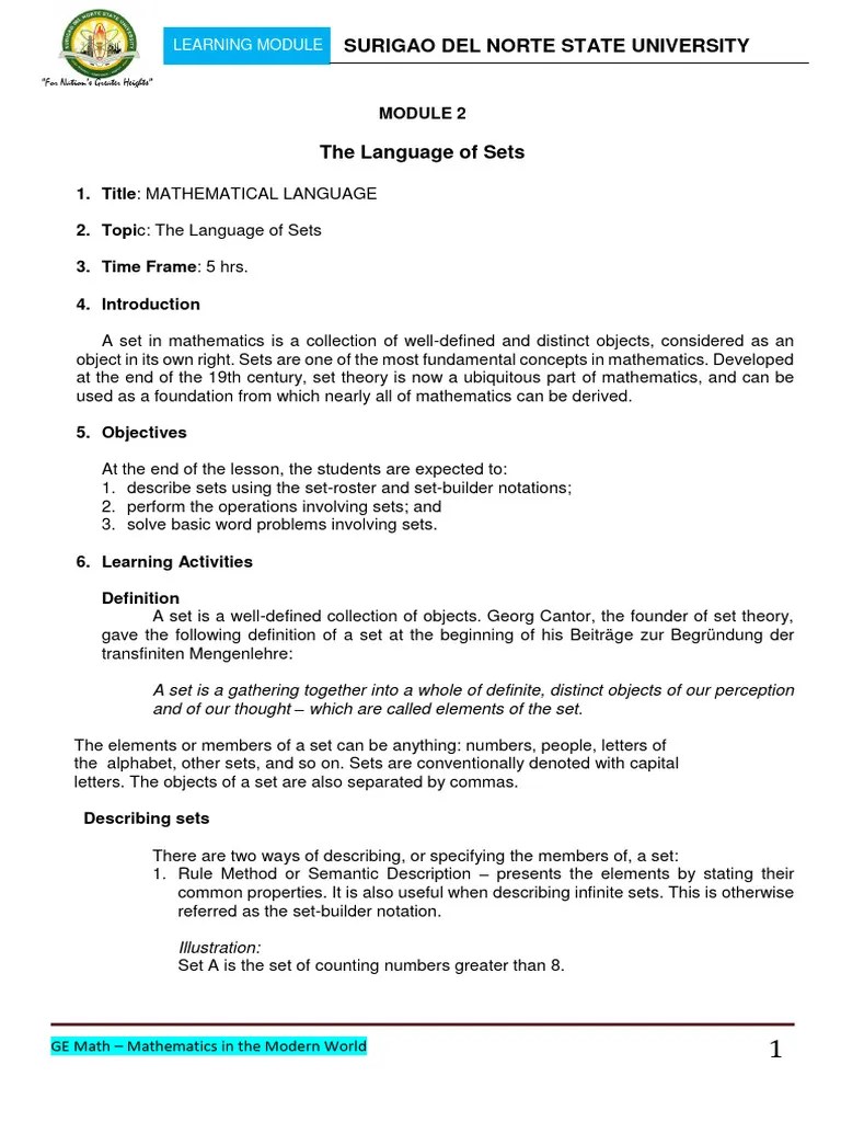 Module 2 New | PDF | Set (Mathematics) | Mathematics