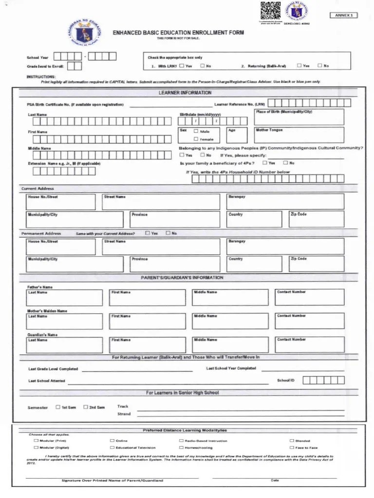 Enrolment Form Pdf