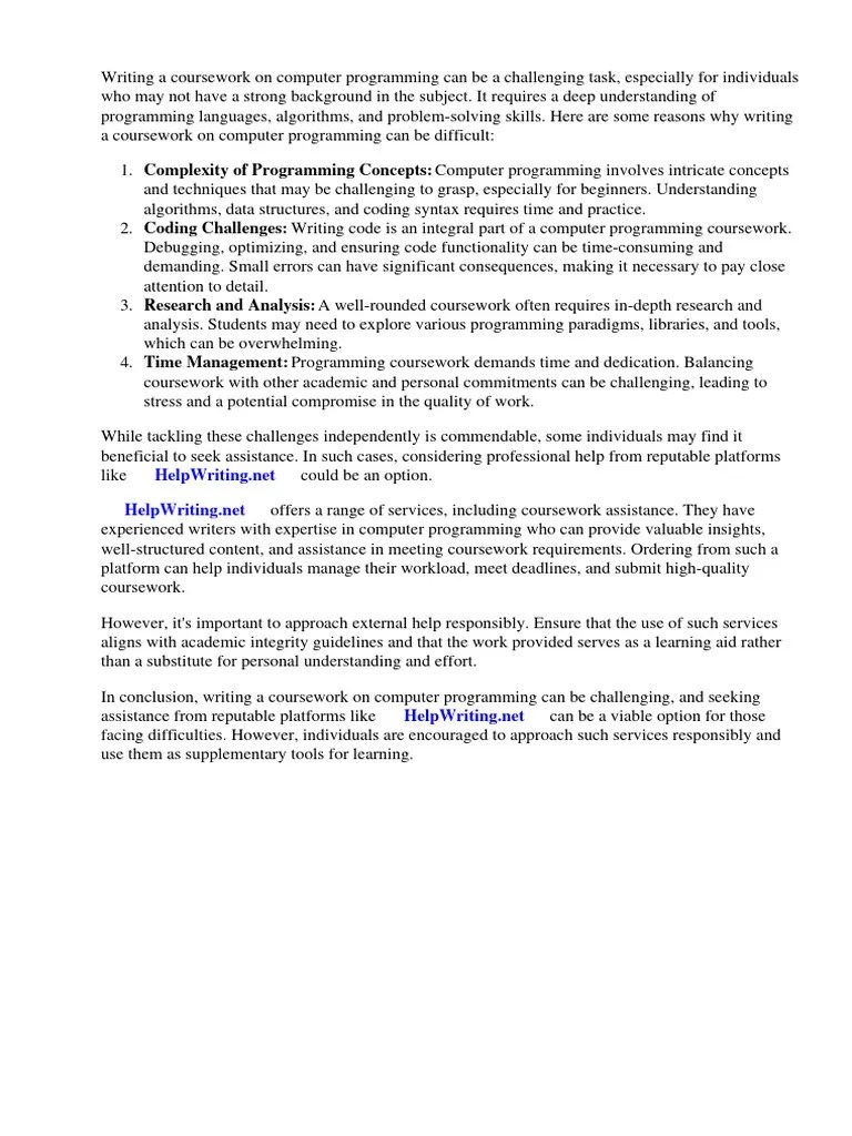 Computer Programming Course Work | PDF | Computer Programming | Programmer