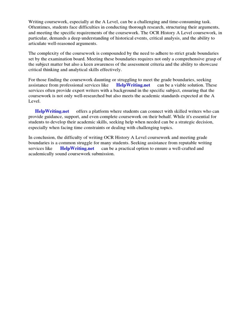 Ocr History A Level Coursework Grade Boundaries | Download Free PDF ...