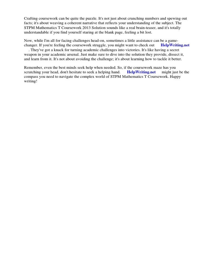 STPM Mathematics T Coursework 2013 Solution | PDF | Mathematics | Equations