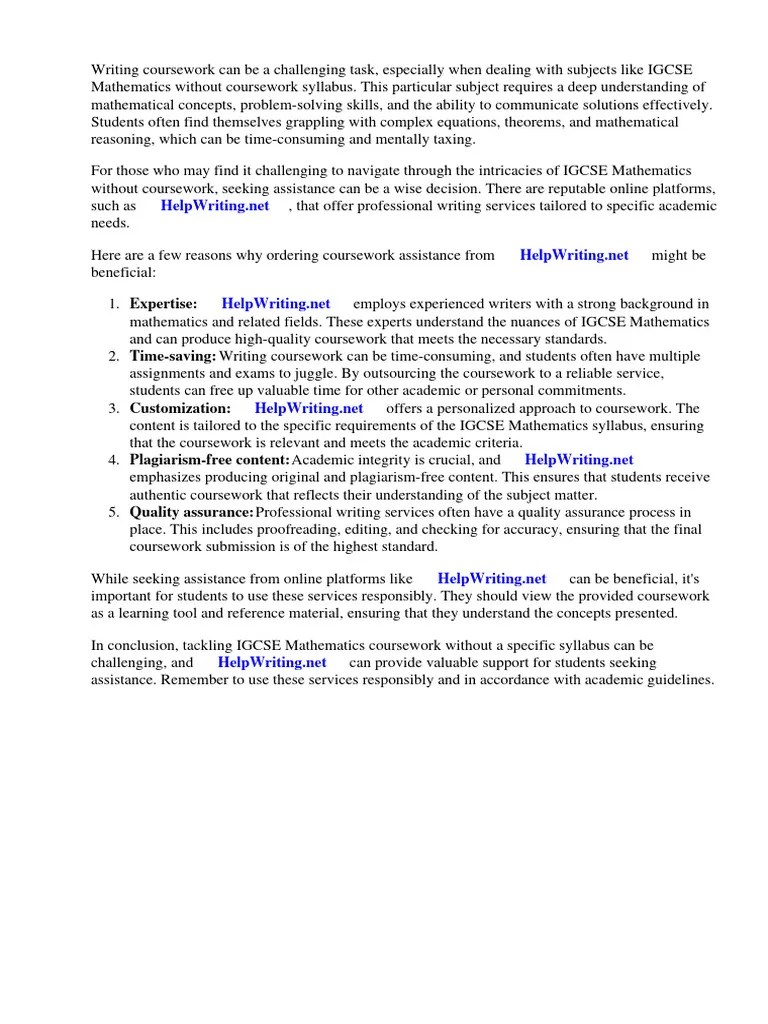 Igcse Mathematics Without Coursework Syllabus | Download Free PDF ...