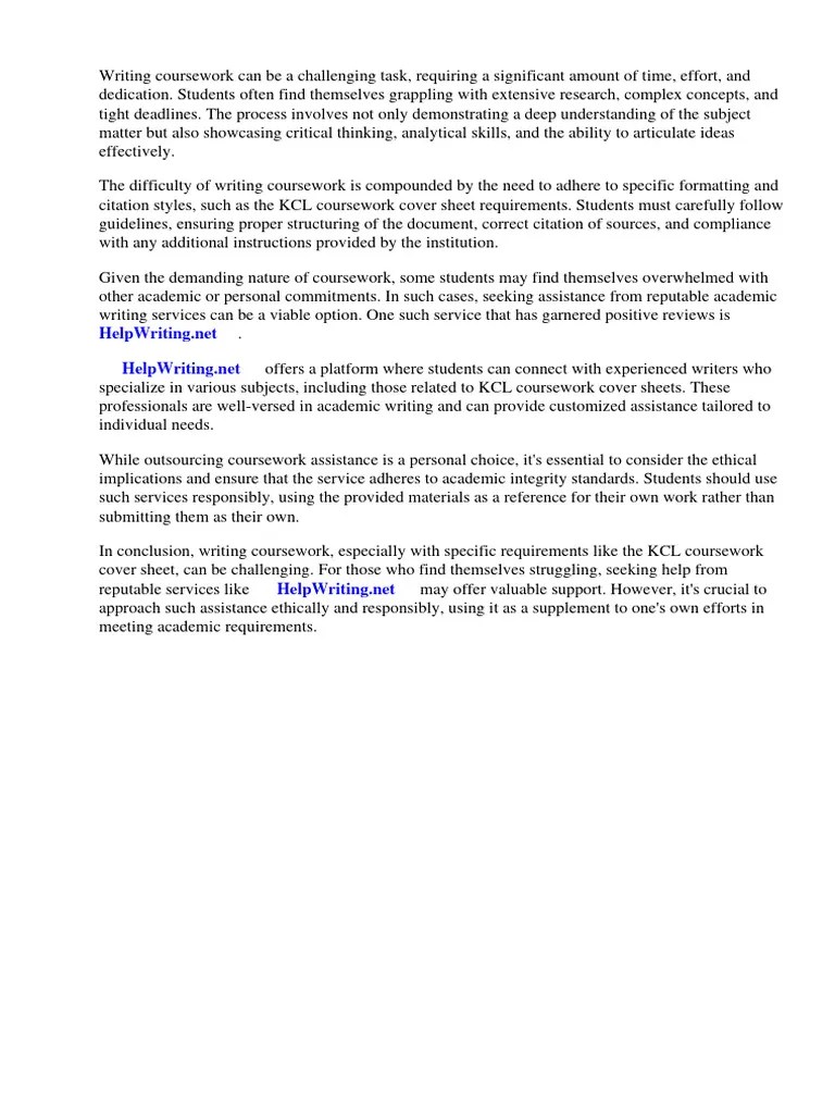 KCL Coursework Cover Sheet | PDF | Thesis | Prefrontal Cortex