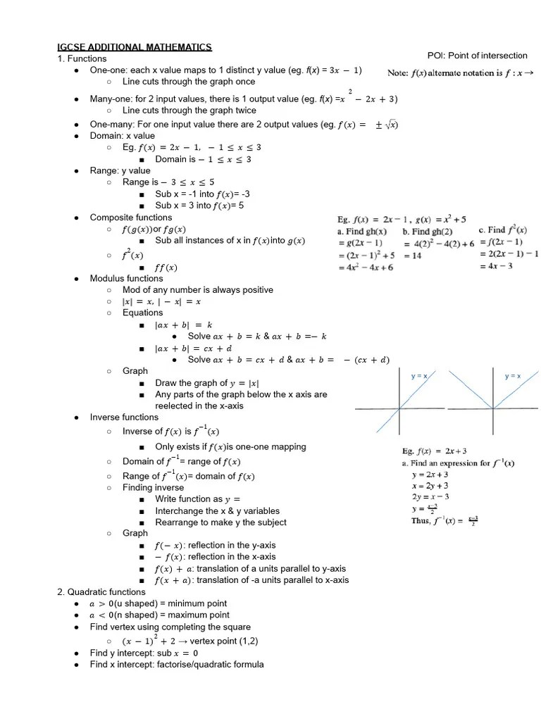 Cambridge IGCSE Additional Mathematics Notes P | PDF | Function ...