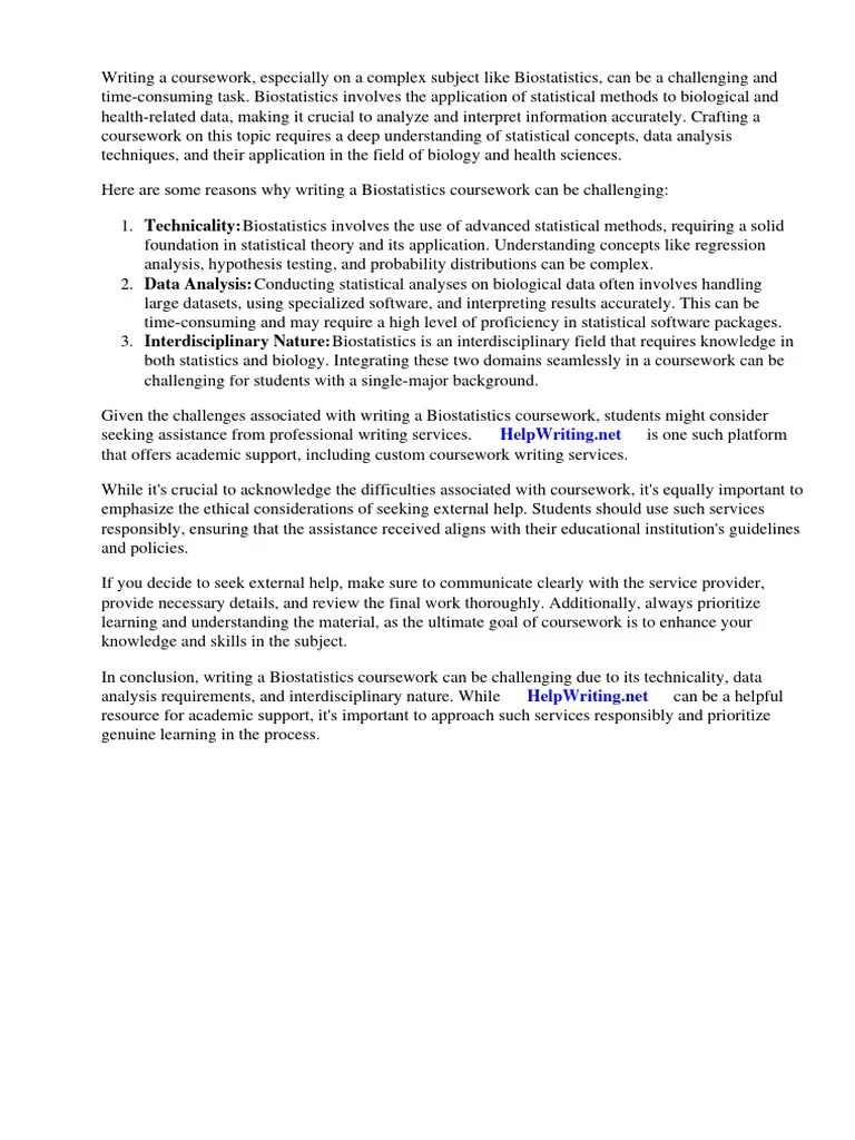 Biostatistics Course Work | PDF | Statistics | Biostatistics