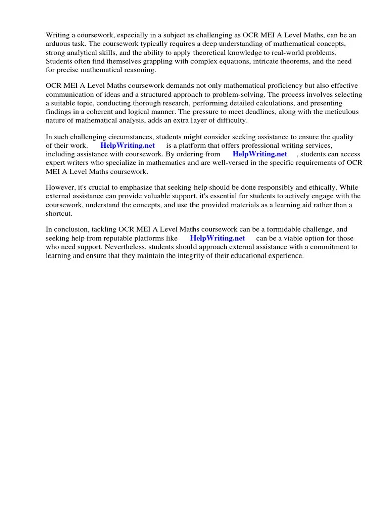 Ocr Mei A Level Maths Coursework | PDF | Mathematics | Gce Advanced ...