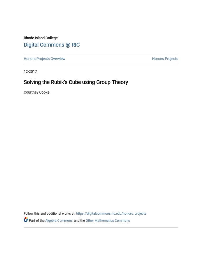 Solving The Rubiks Cube Using Group Theory | PDF | Logic Puzzles ...