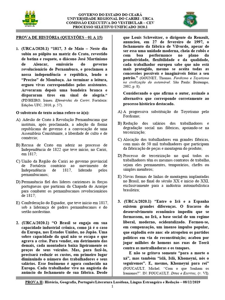 Prova II His Geo Port Esp 2020.1 | Download Grátis PDF | Brasil | Irã