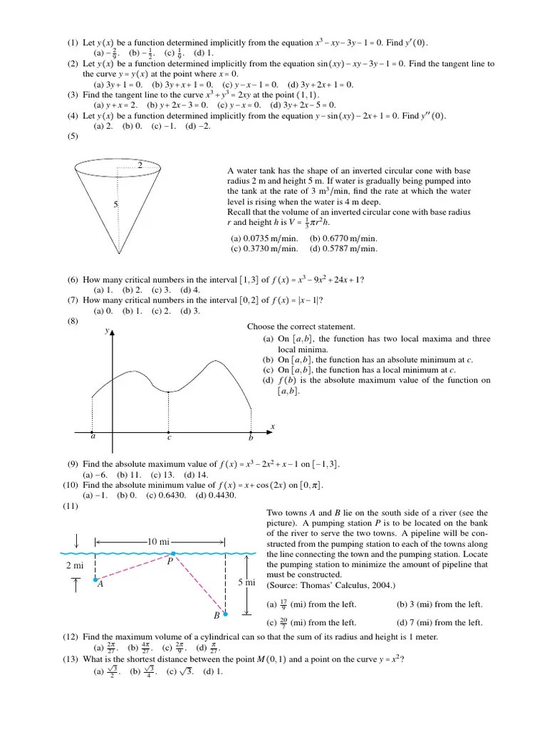 Derivatives - 3 - Calculus - 1 Exercises | PDF | Area | Mathematical ...