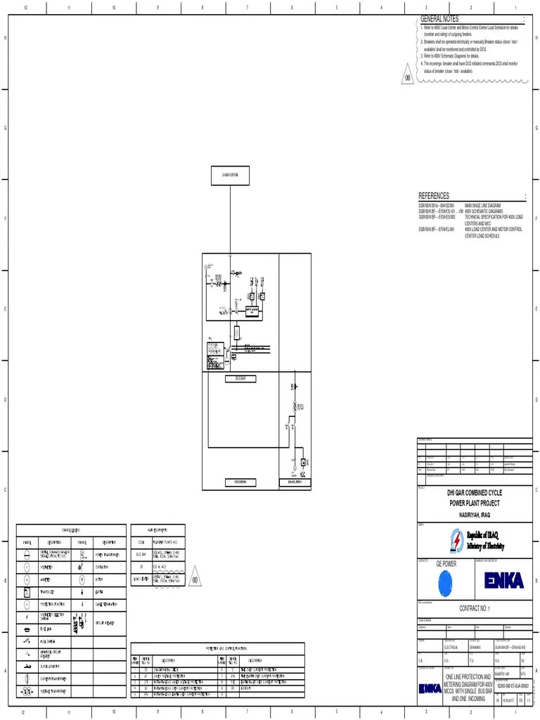 One Line Protection And Metering Diagram For 400v MCCS With Single Bus ...