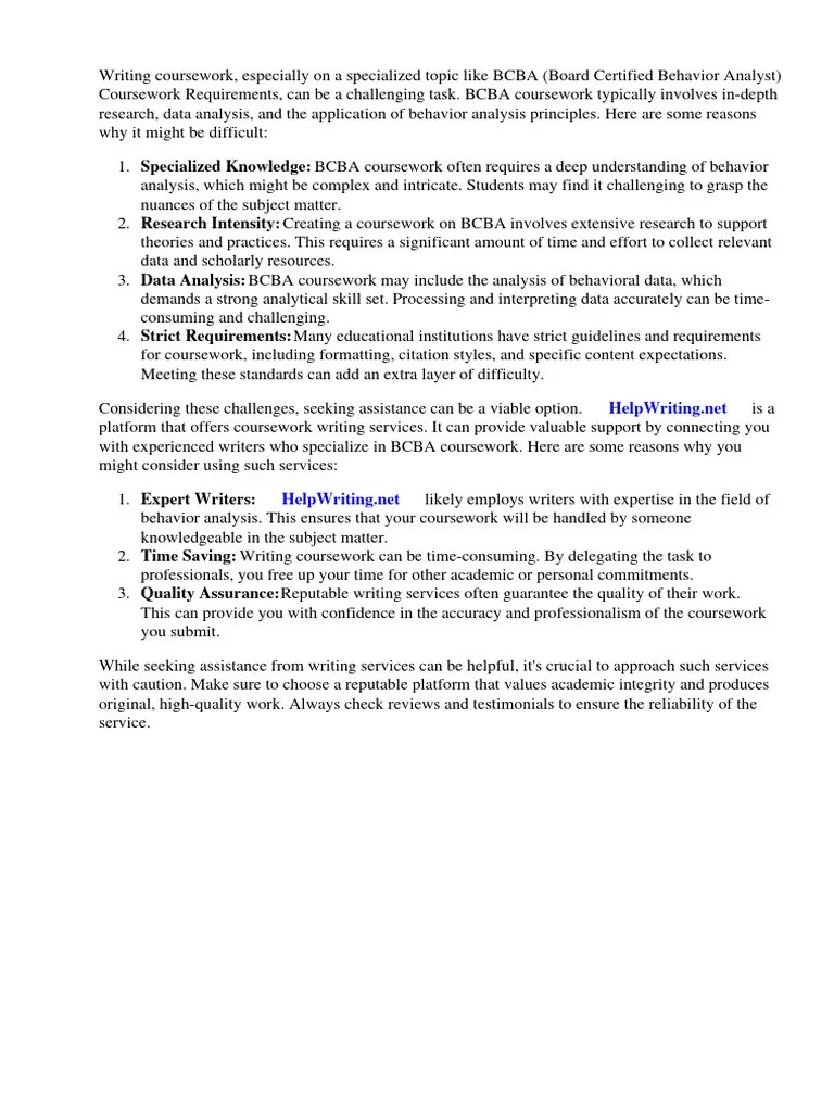 Bcba Coursework Requirements | PDF | Behaviorism | Psychological Concepts