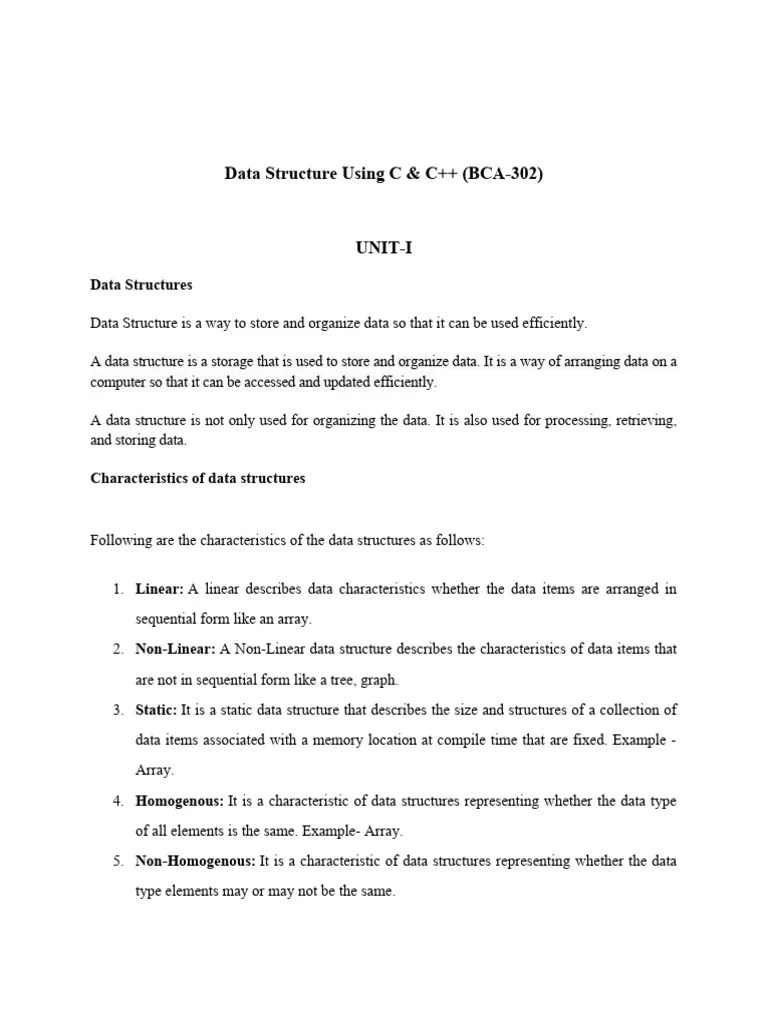 Data Structure Using C UNIT-I | PDF | Matrix (Mathematics) | C ...
