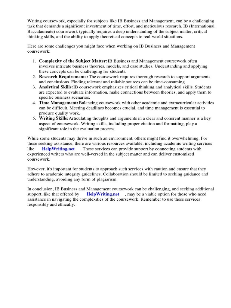 Ib Business And Management Coursework | PDF | Educational Technology