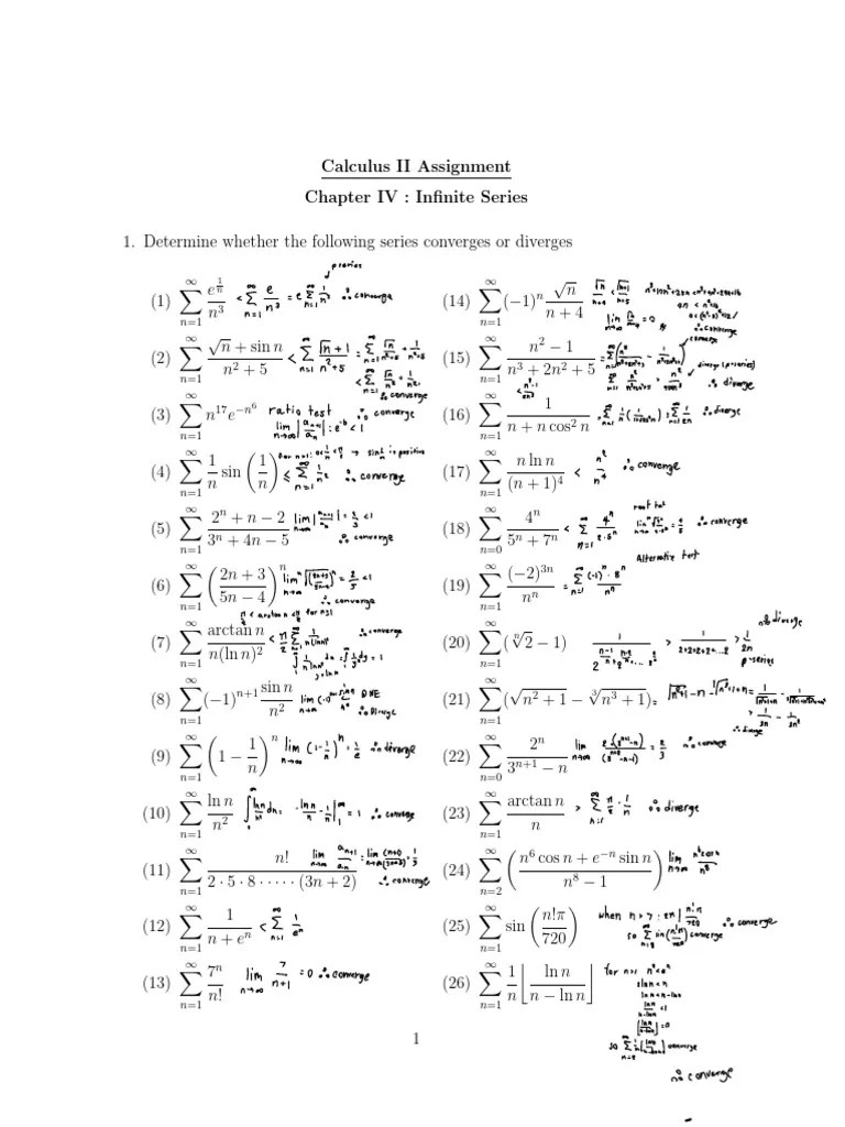 Assignment Calculus II - Chapter IV Kasey | PDF | Sequence | Series ...