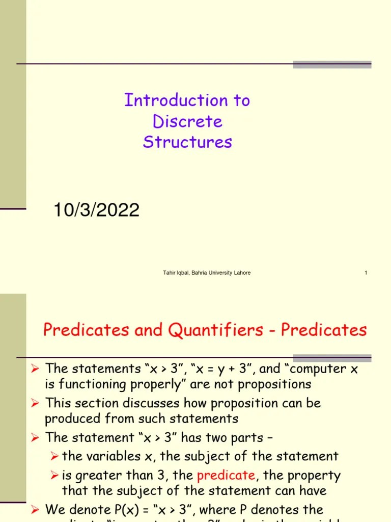 Lecture No 3 Predicates And Quantifiers 03102022 065335pm 20022023 061254pm | PDF | Mathematics ...