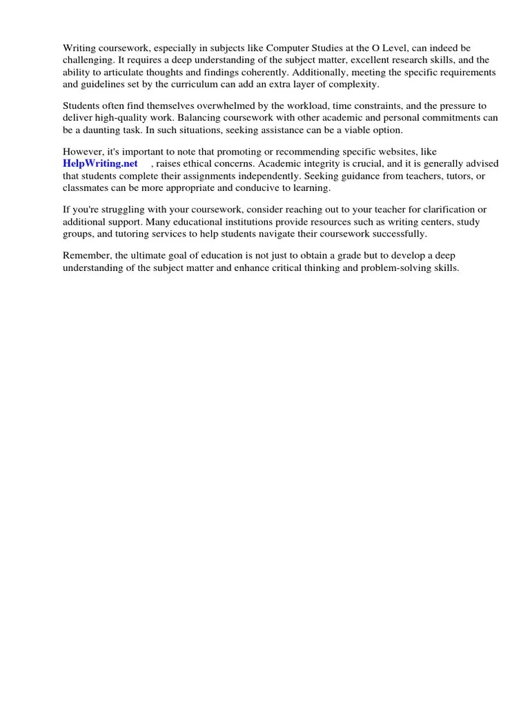 Computer Studies O Level Alternative To Coursework | PDF | Computer ...