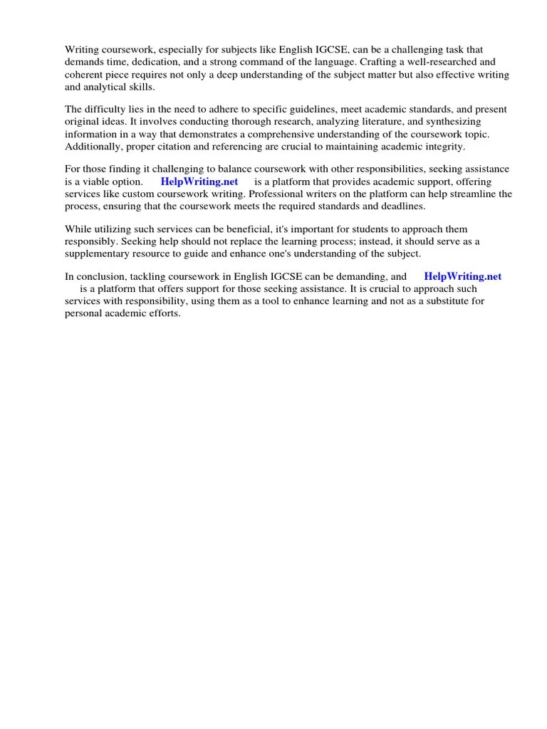 Coursework English Igcse | PDF | Essays | Question