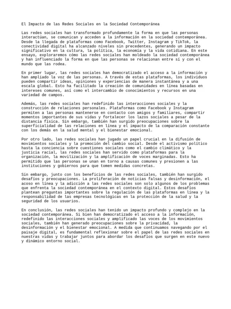 El Impacto De Las Redes Sociales | PDF | Servicio De Redes Sociales ...
