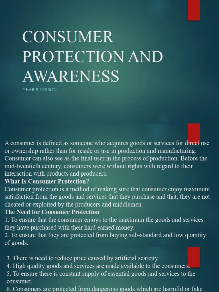 Consumer Protection And Awareness | PDF | Consumer Protection | Goods