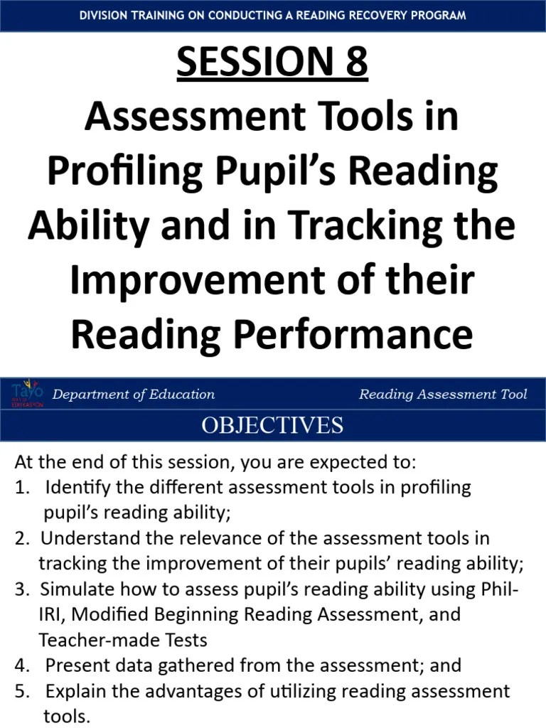 Modified Reading Assessment Tool | PDF | Reading Comprehension | Educational Assessment