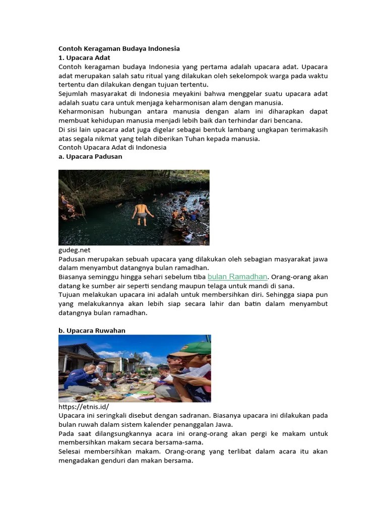 Contoh Keragaman Budaya Indonesia | PDF
