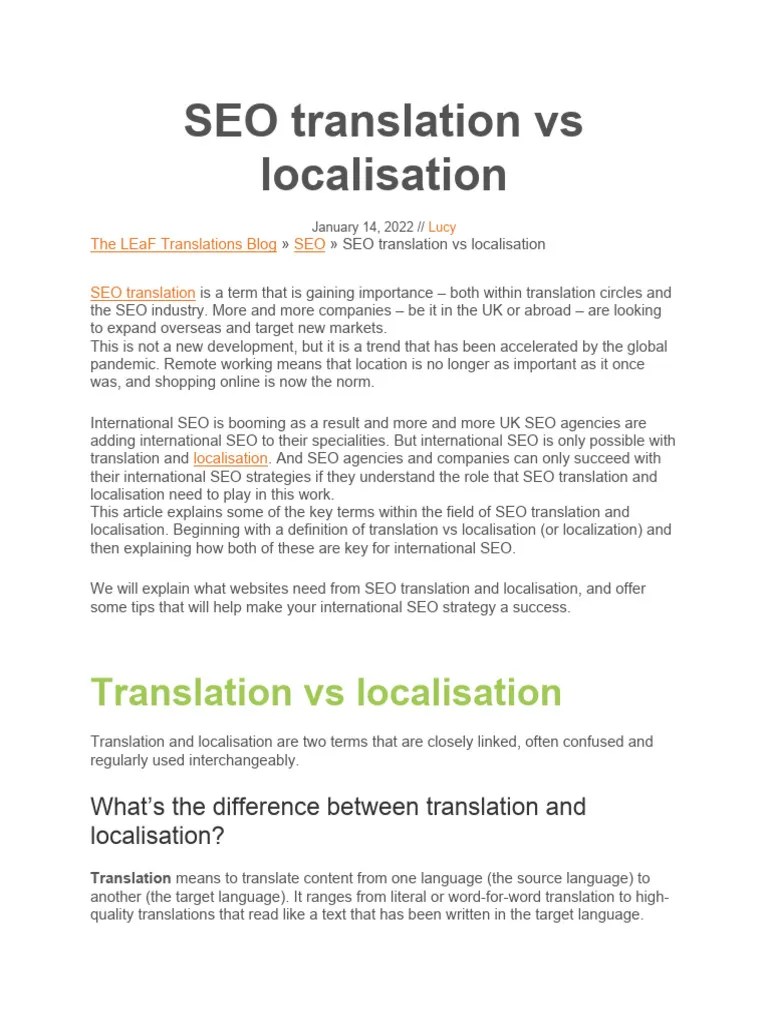 Ok.3... SEO Translation VS Localization | PDF | Search Engine Optimization | Translations