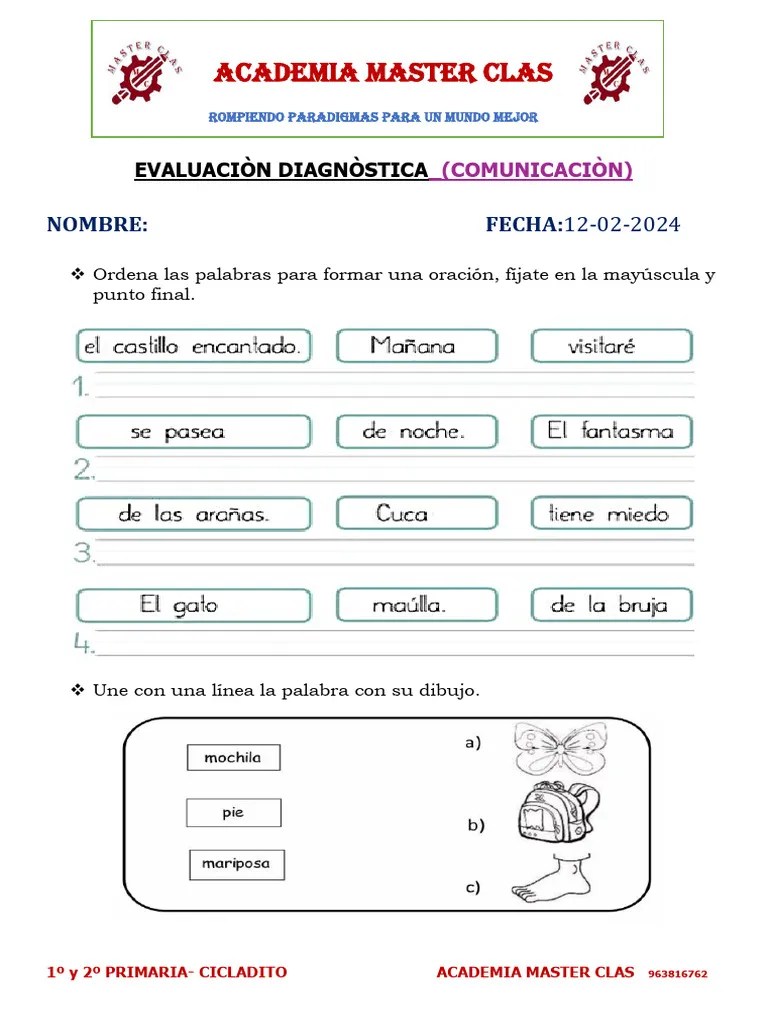 Evaluacion Diagnostica De Comunicacion - (PRIMARIA) | PDF