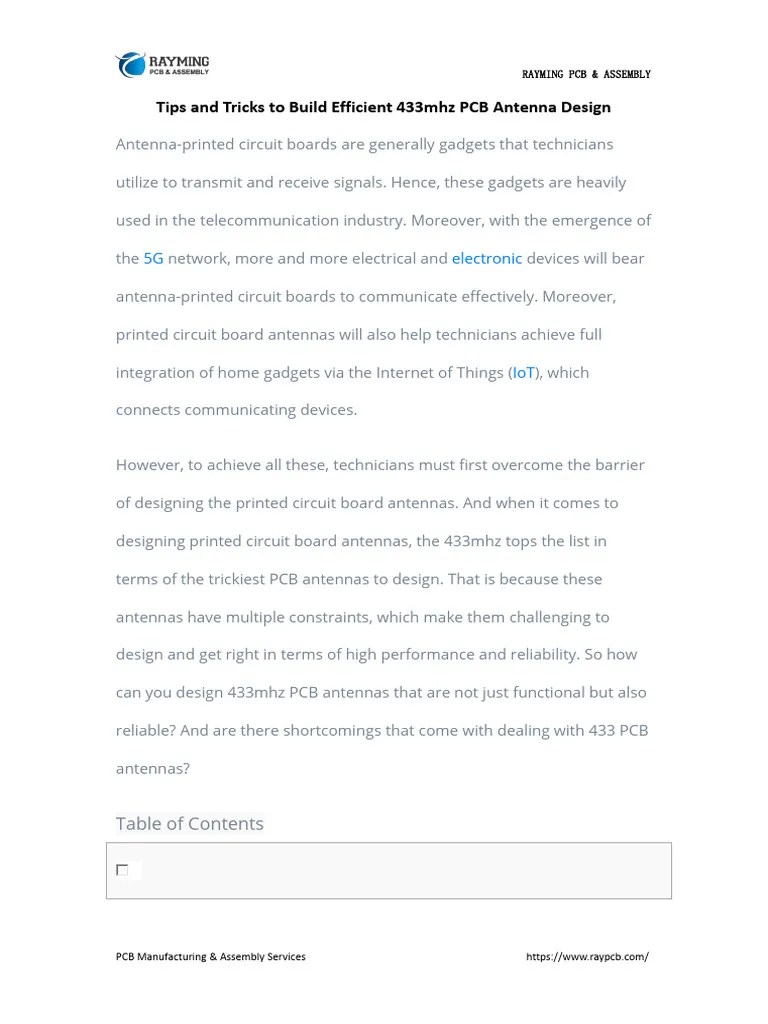 Tips And Tricks To Build Efficient 433mhz PCB Antenna Design | PDF | Antenna (Radio) | Printed ...