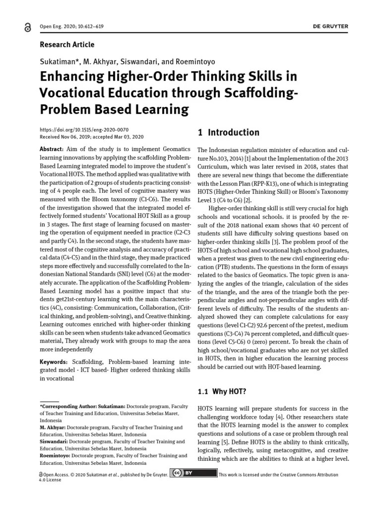 Enhancing Higher-Order Thinking Skills In | PDF | Educational ...