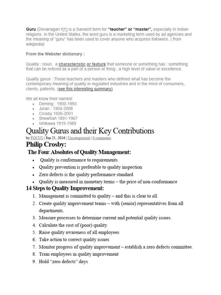 Quality Gurus 2013 | PDF | Quality Management | Economies