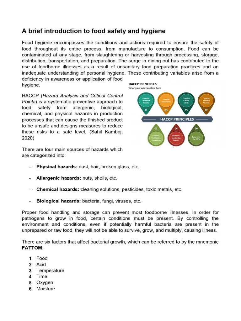 A Brief Introduction To Food Safety And Hygiene | PDF | Food Safety ...