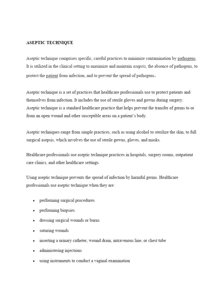 Aseptic Technique | PDF