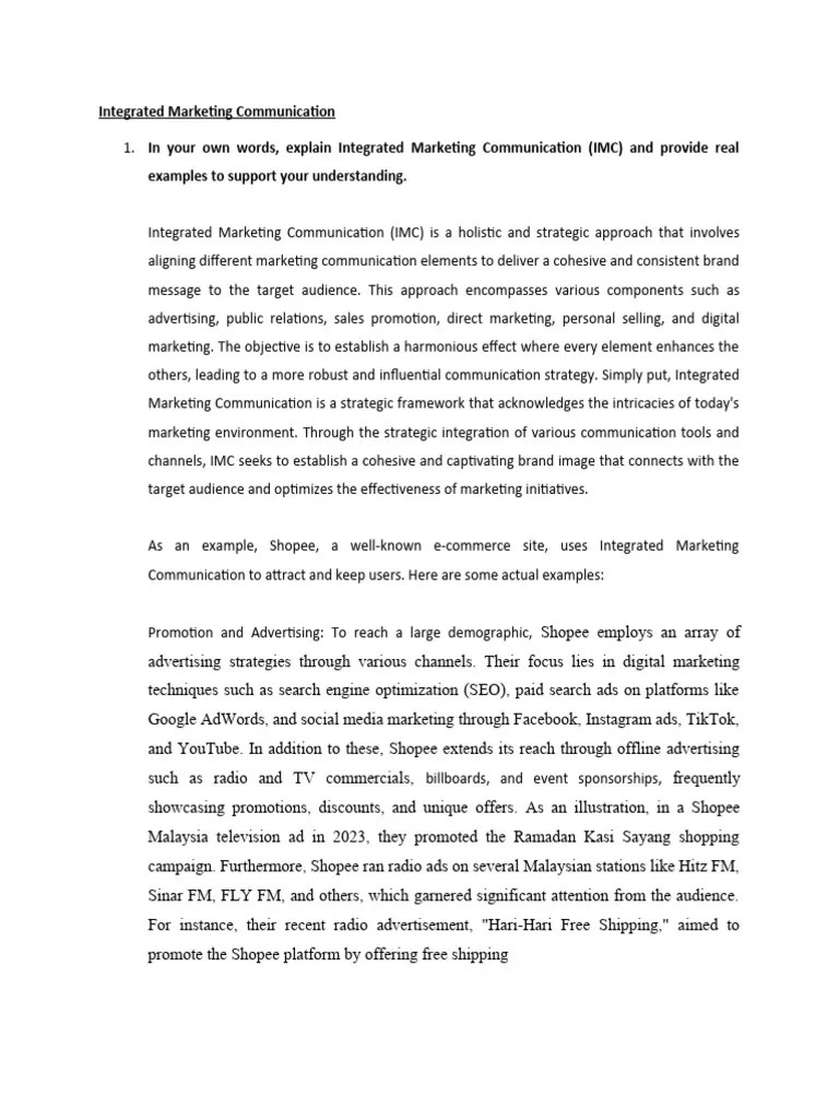 Integrated Marketing Communication | PDF | Marketing Communications ...