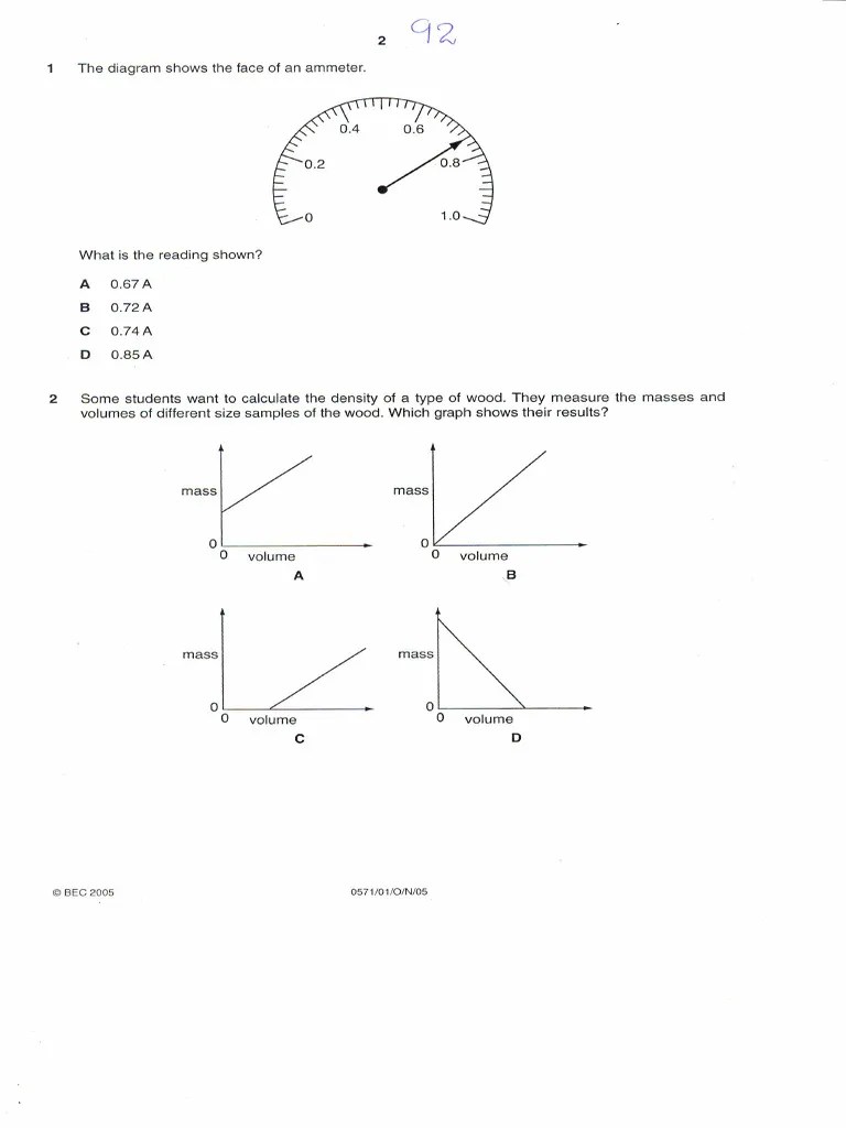 2005 Bgcse Physics Paper 1 | PDF