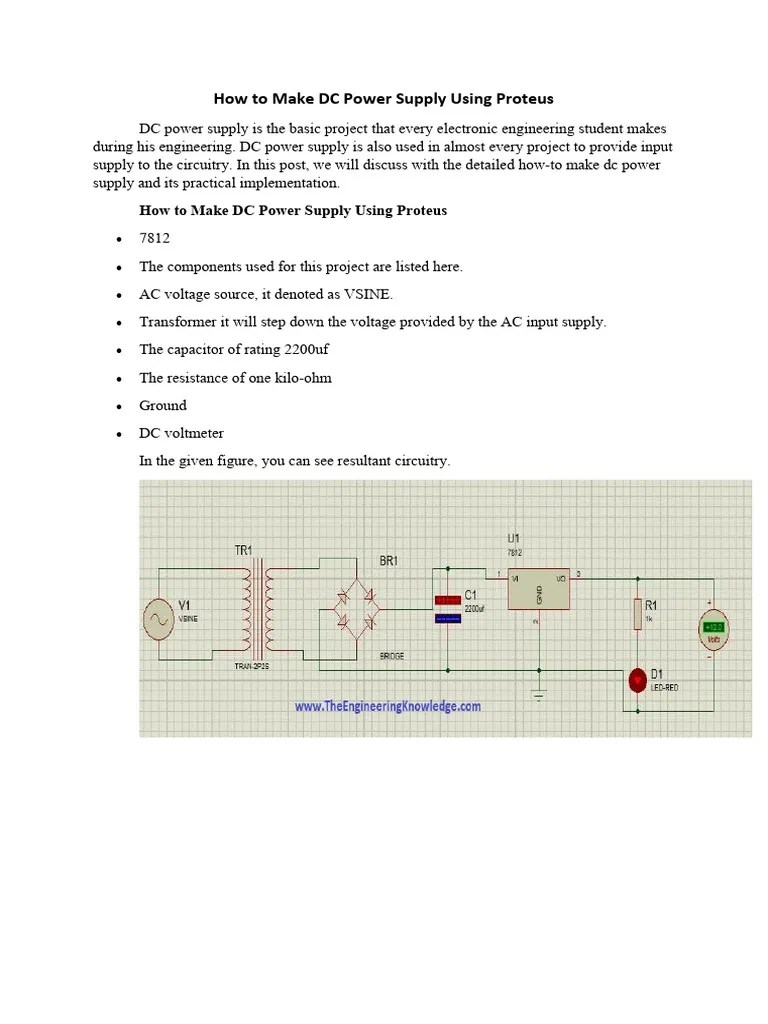 DC Power Supply Using Proteus | PDF
