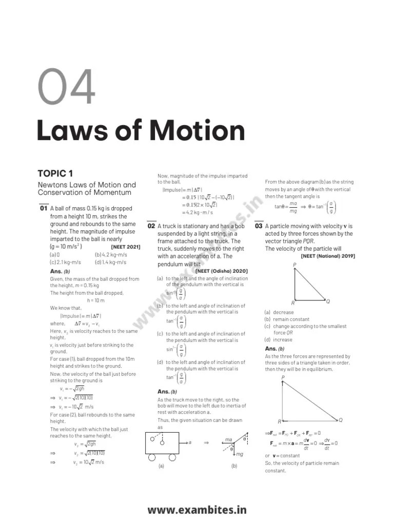 Arihant NEET 34 Years Chapterwise Solutions Physics 2022-Laws Of Motion ...