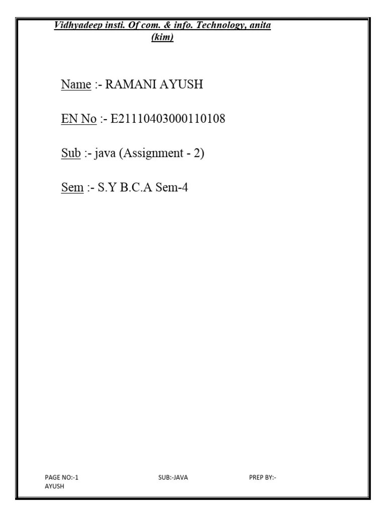 Ayush Java 2 | PDF