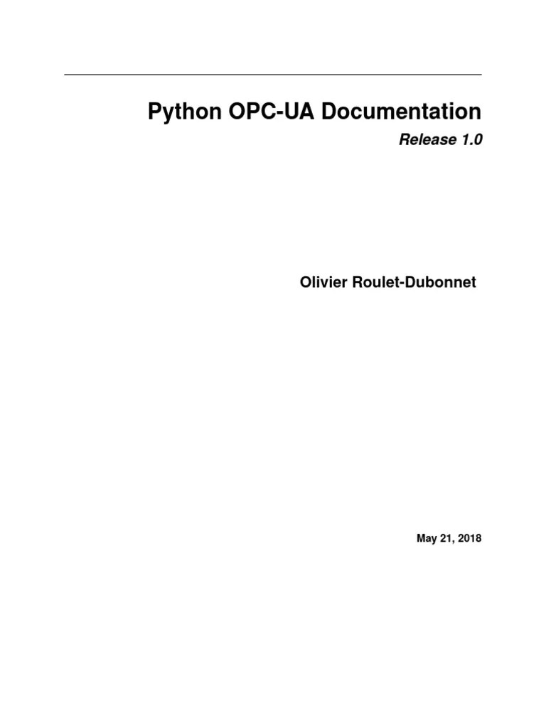 Python OPC-UA Documentation | PDF | Parameter (Computer Programming ...
