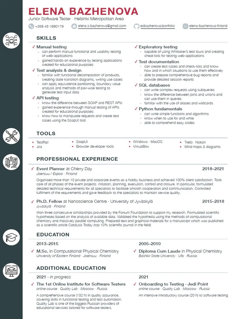 Bazhenova Elena Software Tester CV | PDF | Software Testing | Computing