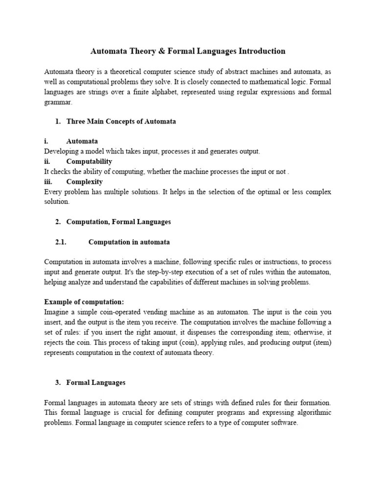 Theory Of Automata Week#1 | PDF | Teaching Methods & Materials | Computers