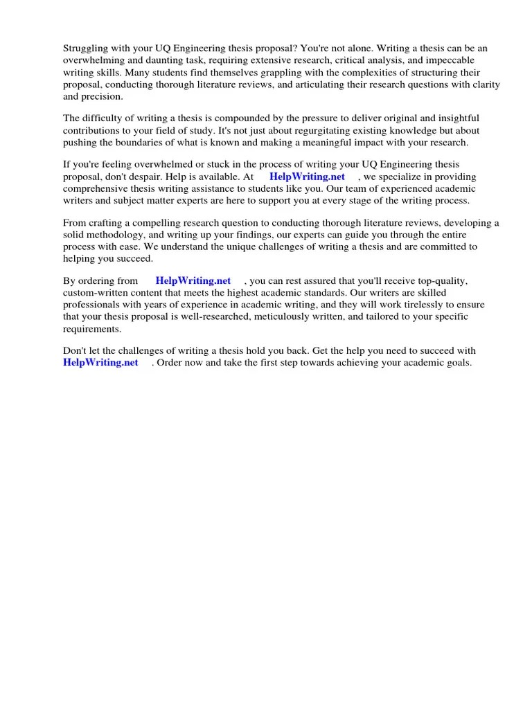 Uq Engineering Thesis Proposal | PDF | Thesis | Engineering
