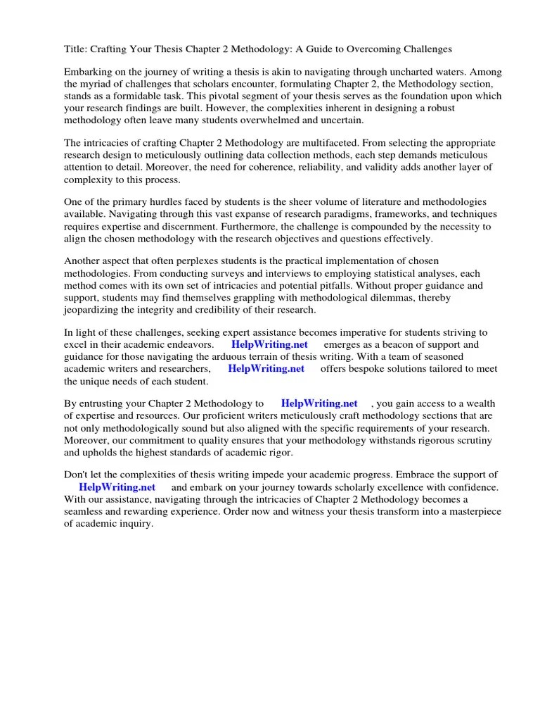 Example Thesis Chapter 2 Methodology | PDF