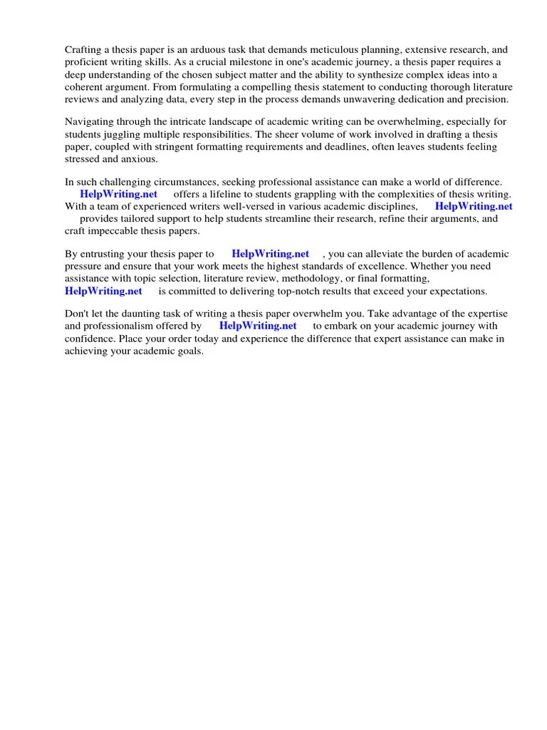 Sample Of A Thesis Paper Format | Download Free PDF | Thesis | Essays