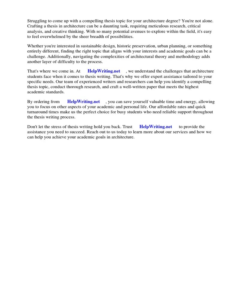 Thesis Topics For Architecture Students | PDF