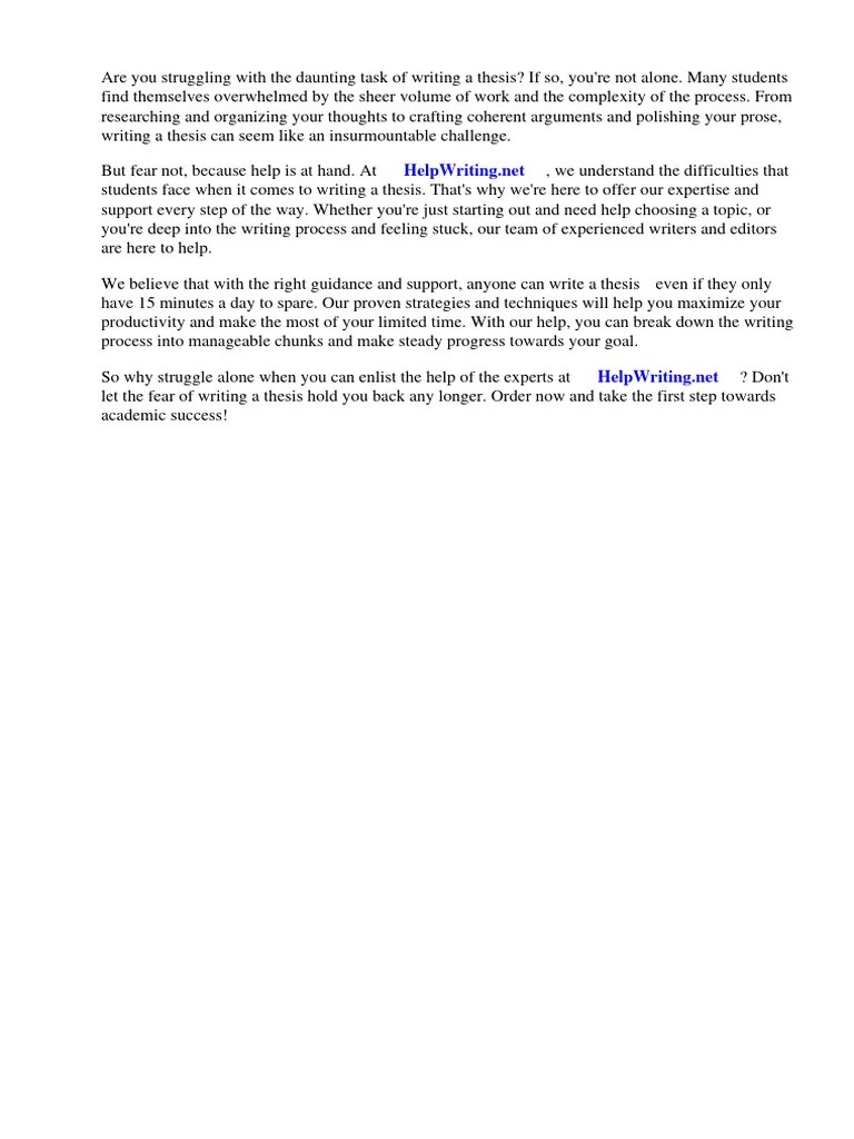 Writing A Thesis In 15 Minutes A Day | PDF | Thesis | Essays